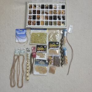Large Variety Mixed Lot Of Jewelry Making Crafting Beads Supplies Case Included